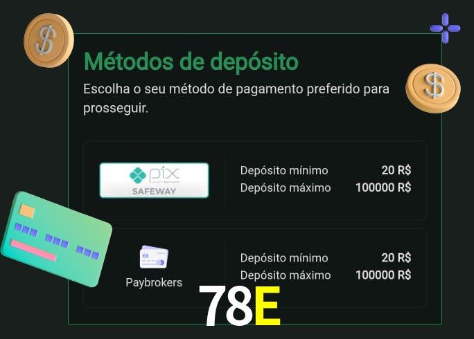 O cassino 78E oferece uma grande variedade de métodos de pagamento